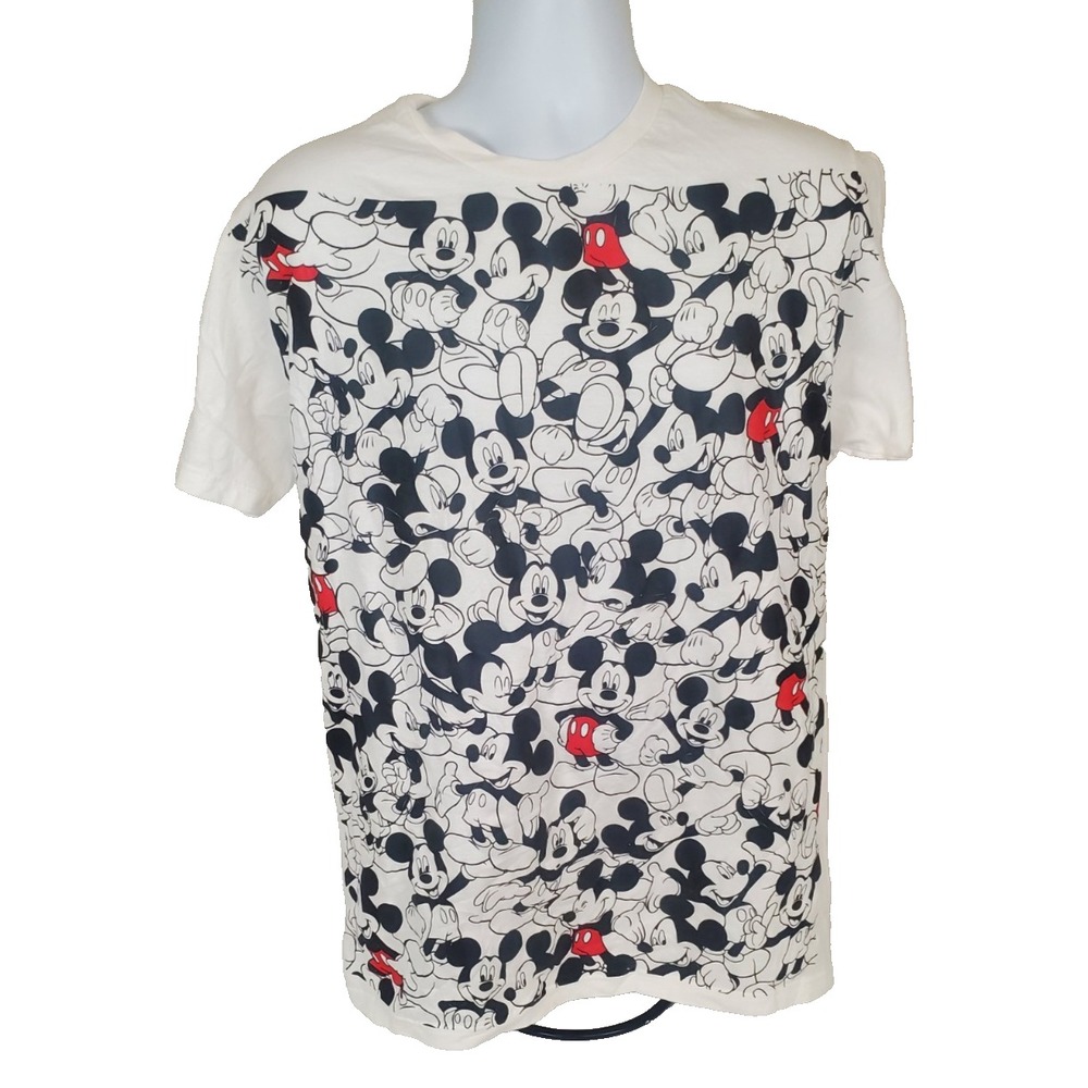 Disney Mickey Mouse White T-Shirt Men's Size Large Short Sleeves 100% Cotton